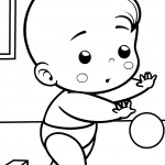 dibujos-de-bebés-recién-nacidos-para-colorear-en-blanco-y-negro-jugando-a-la-pelota